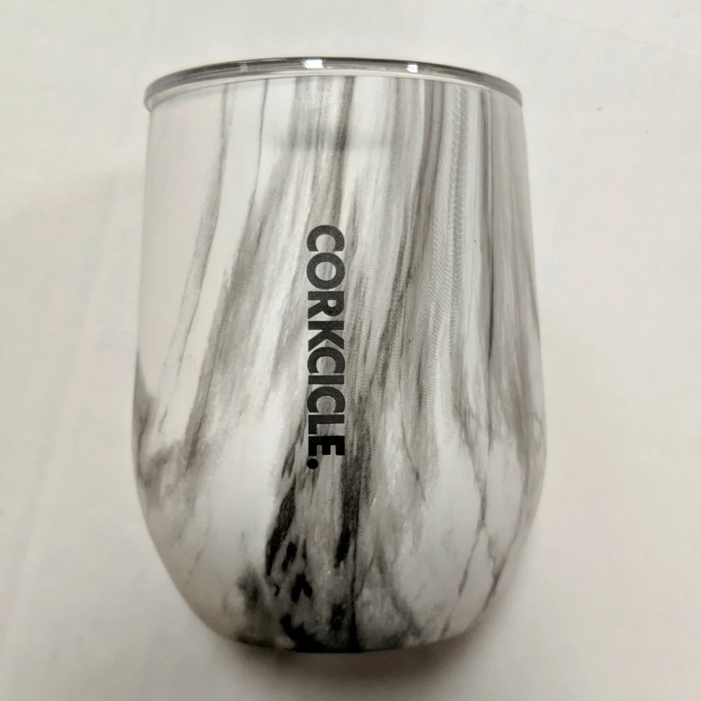 Corkcicle, 12 oz stemless wine tumbler. Snowdrift pattern